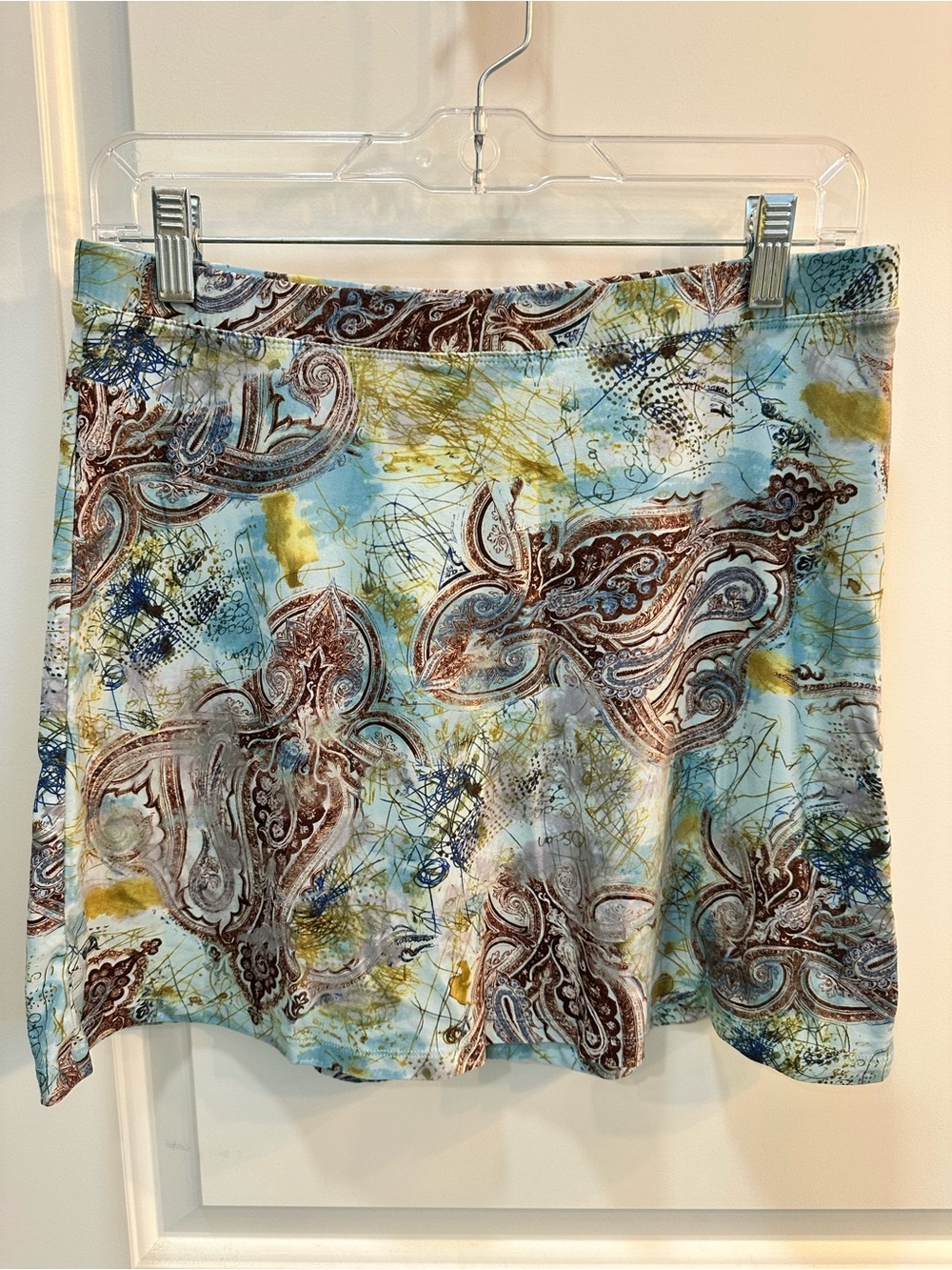 Women’s Blue Paisley Print A-Line Skirt